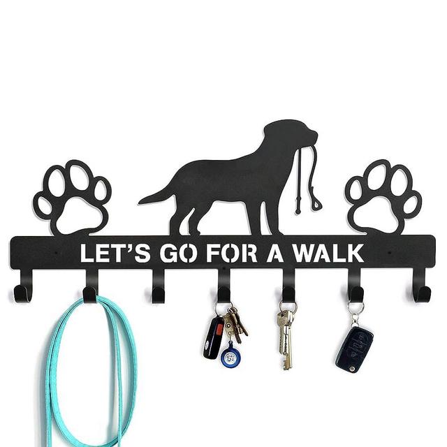 Dog Leash Holder for Wall - Leash Holder Wall Mount Lets Go for a Walk Large Size - Key Holder for Wall Decorative - Key Rack Gift for Dog Lovers - Dog Leash Hooks for Wall - Dog Mom Gifts for Women
