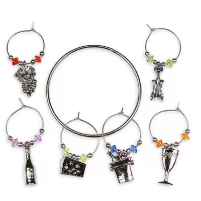 Prodyne Party Time 6-Piece Drink Charm Set in Silver