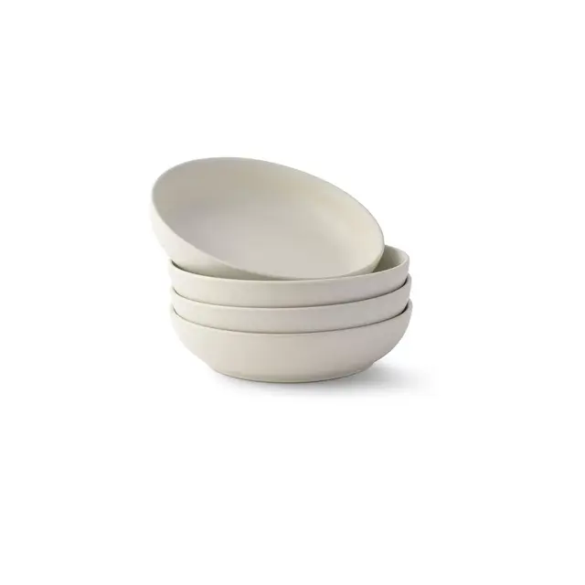 JoyJolt Mesa 4-Piece Stoneware Pasta Bowls Set – 40oz – Matte Linen