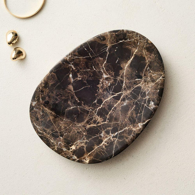 Exotic Stone, Trinket Tray, Brown, 8 inch
