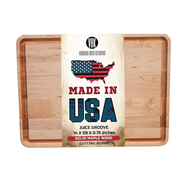 Maple Wood Cutting Board - Made in USA - Butcher Block Solid Wood by Virginia Boys Kitchens