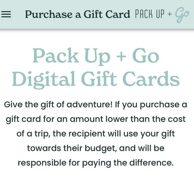 Pack Up & Go Gift Cards