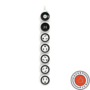 360 Electrical® PowerCurve 3.4 Surge Protector with 5 Rotating Outlets and 2 USB Ports in White