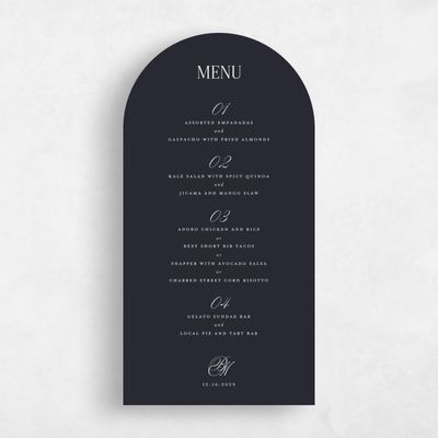Ebony, Black Wedding Menu - Kennedy