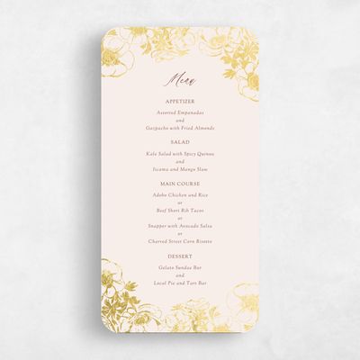 Beige Rounded Wedding Menu - Anemone Foil