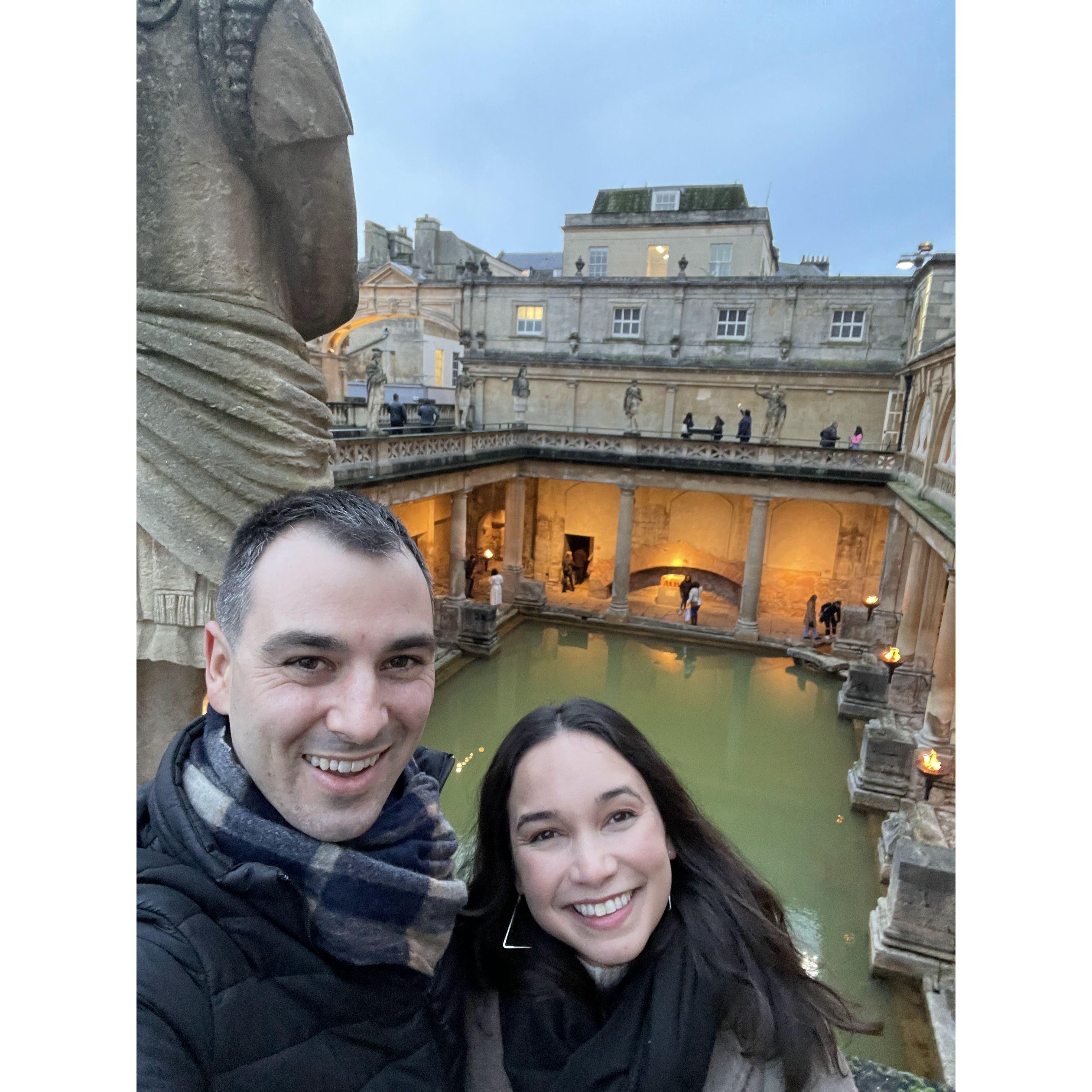 At the Roman Baths in Bath, UK. January 2023