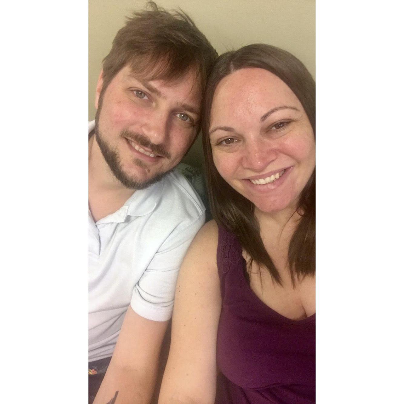 In the waiting room 7/17/19 while eagerly anticipating the induction of our baby!