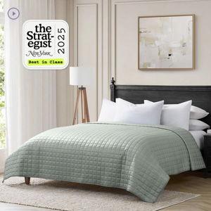 15lb, Pale Green, Cooling PE-Nylon Blend Weighted Blanket