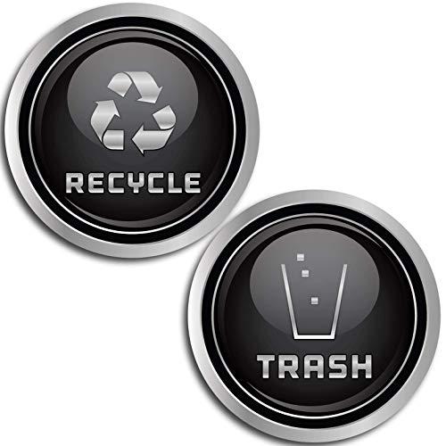 Recycle and Trash Logo Symbol (2.75 in x 2.75 in) - 7 Mil - Laminated - Elegant Look for Trash Cans, Containers, and Walls - Laminated Vinyl Decal