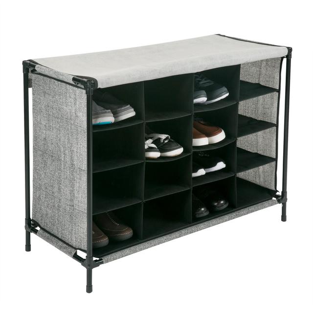 4 Tier Kids Shoe Cubby in Black