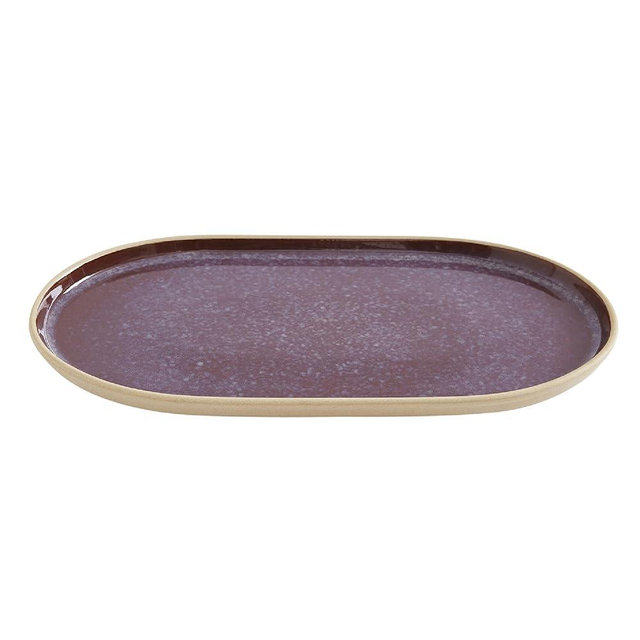 Portmeirion Minerals Oval Serving Platter, 13.7"x 7.5" Large Serving Dish for Entertaining, Oven Safe Dinnerware Serving Tray, Dishwasher and Microwave Safe, Amethyst