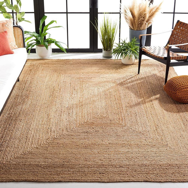 SAFAVIEH Cape Cod Collection 9' Square Natural CAP252A Handmade Flatweave Jute Entryway Living Room Foyer Bedroom Area Rug