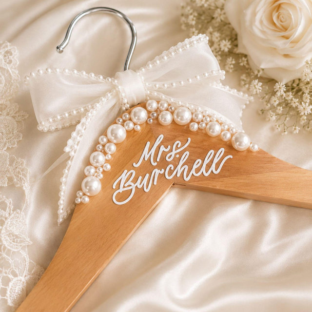 Personalized Bridal Hanger, Custom Bride Dress Hanger, Wedding Dress Hanger, Mrs Hanger, Bridal Shower Gift, Bride Gift