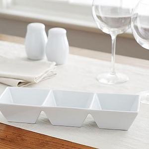 Great White Square Divided 3 Section Condiment