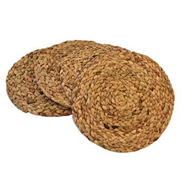 Benson Mills Water Hyacinth Braided Placemat (Natural, 15" Round, Set of 4)