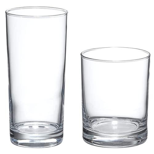 Amazon Basics Admiral 16-Piece Old Fashioned and Coolers Glass Drinkware Set