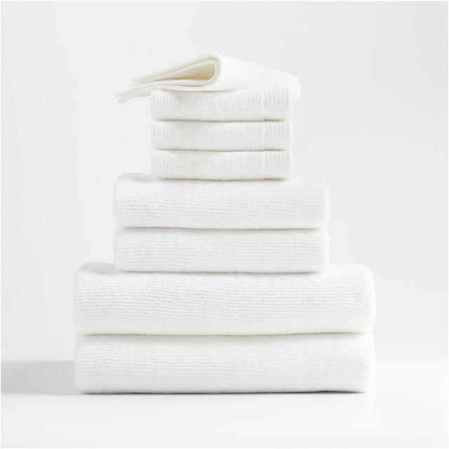Quick-Dry Organic Cotton White Bath Towels, Set of 8