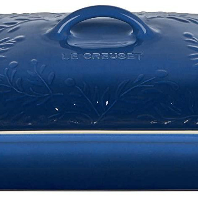 Le Creuset Olive Branch Collection Stoneware Heritage Rectangular Casserole with Embossed Lid, 4 qt, Marseille