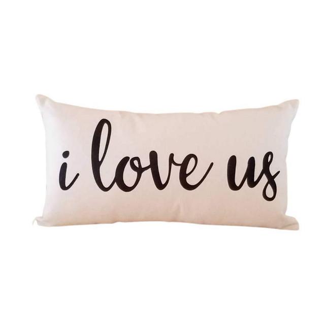Farmhouse Lumbar Pillow - I Love Us - 2nd Wedding Anniversary Gift - Valentine's Present for Wife