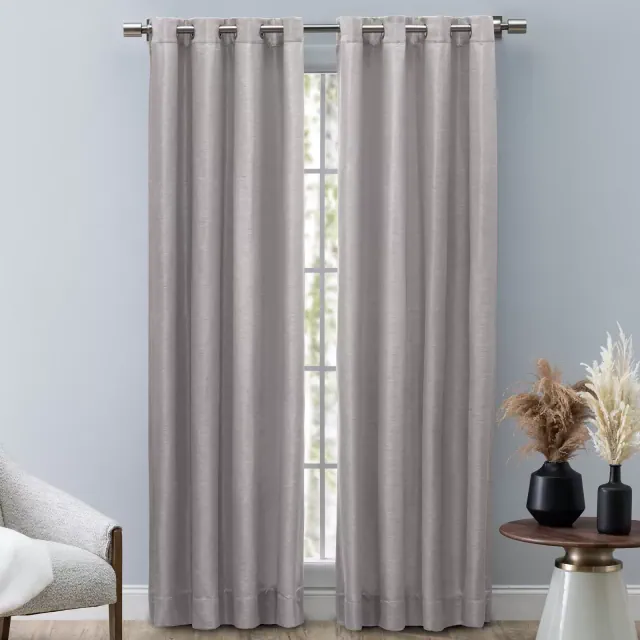 Ricardo Grasscloth Lined Grommet Panel 54x63 Ash