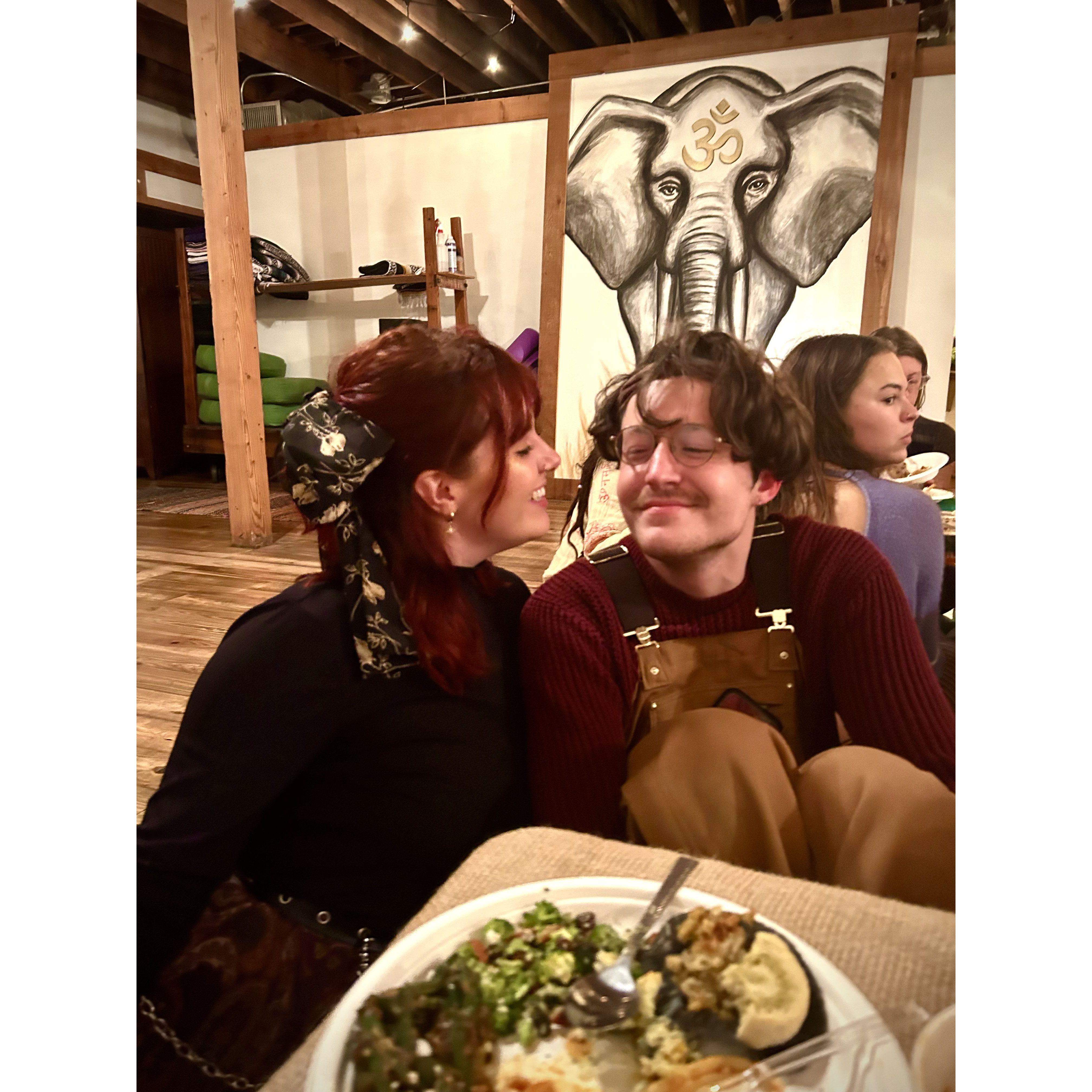 November 2022. Maddie helped to organize a Friendsgiving Potluck at the Inner Warrior Yoga studio for the community after completing her Yoga teacher training earlier in the year!
