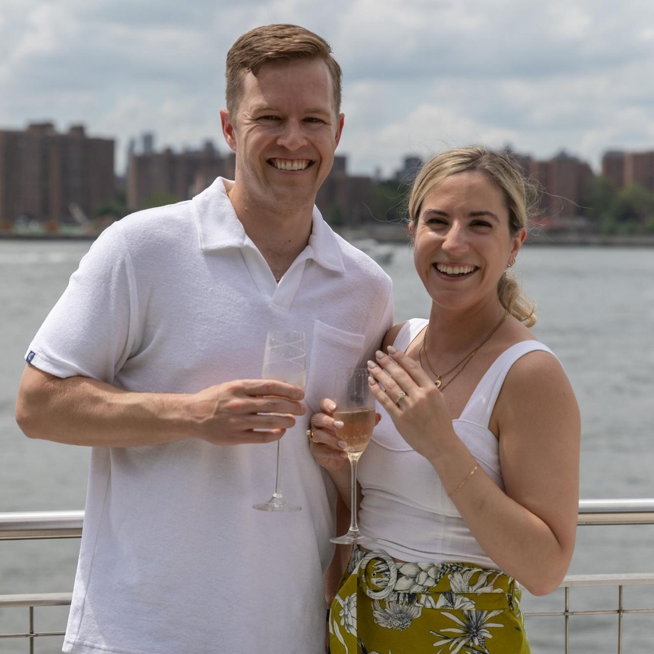 Paul proposed in Domino Park in Williamsburg, Brooklyn on July 3, 2023