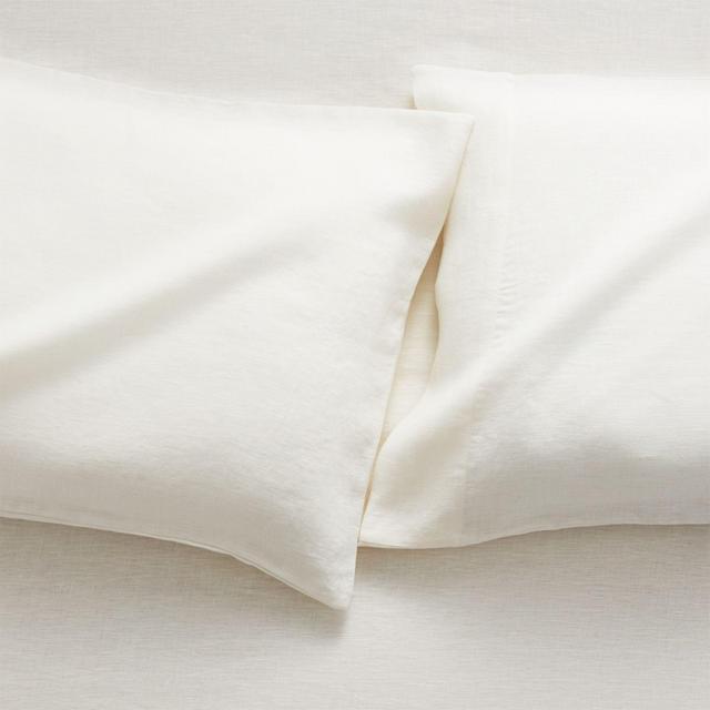 Linen Warm White King Pillowcases, Set of 2