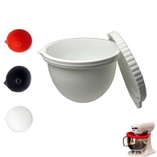 2026 Extra-Thick Upgraded Version Mixaid Silicone Bowl Liners - Universal Fit for 5 Qt Tilt-Head Mixers - Durable Silicone Liners Eliminate Replacement Bowl Needs (Thickened White Upgrade (1PCS))
