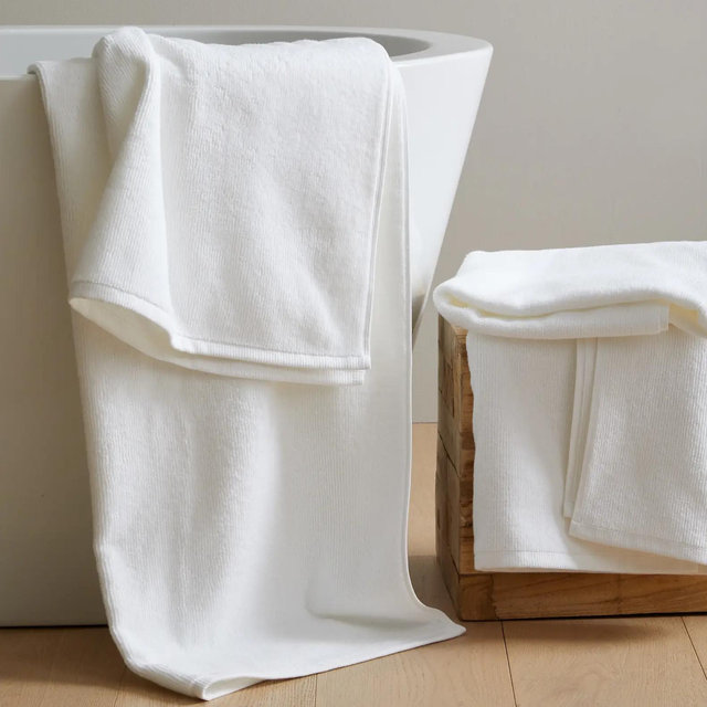 Turkish Ribbed Quick Dry Bath Towel (Set of 2) - White