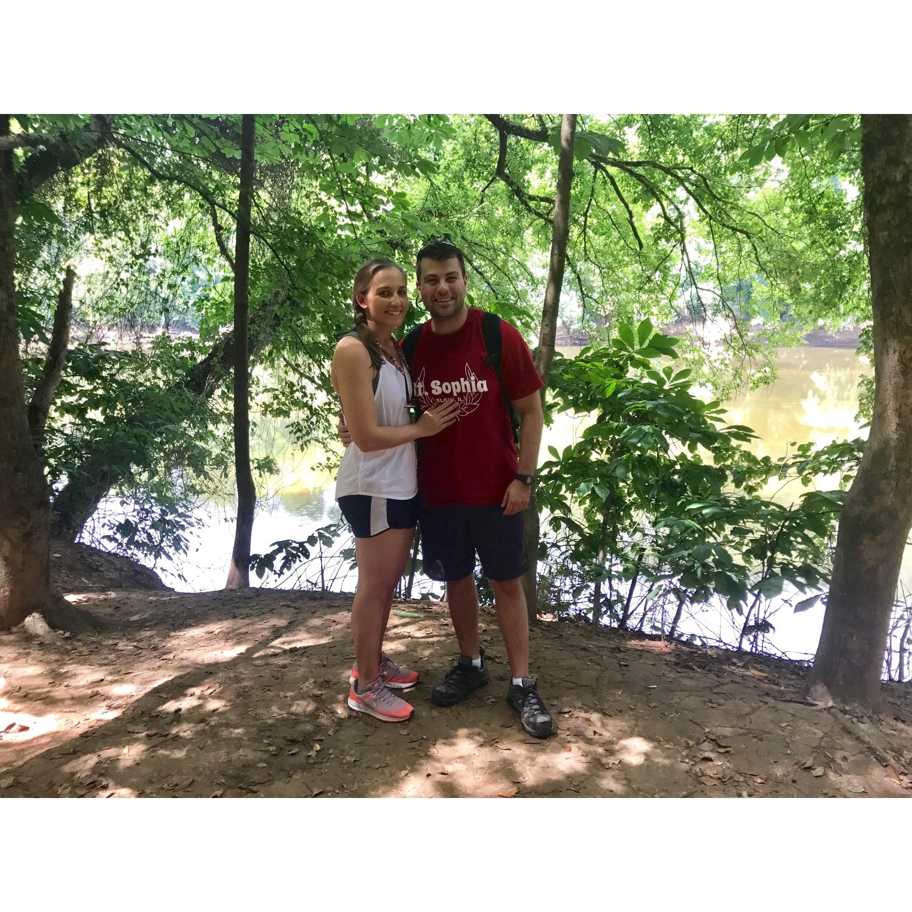 Anna and Krisos hiking at Raven Rock State Park in North Carolina, near Campbell University where he was enrolled in medical school. As you can gather, we realized early on hiking was a mutual hobby!