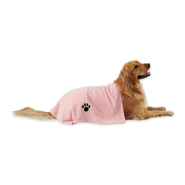 Bone Dry Pet Grooming Microfiber Towel, Embroidered Collection, X-Large,41x23.5", Pink