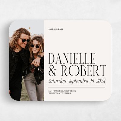 Beige Rounded Wedding Save the Date - Jaden Landscape