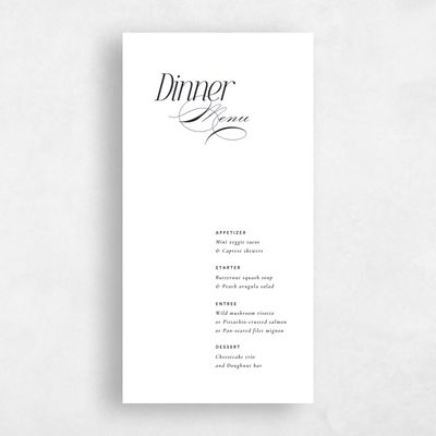 White Wedding Menu - Marion