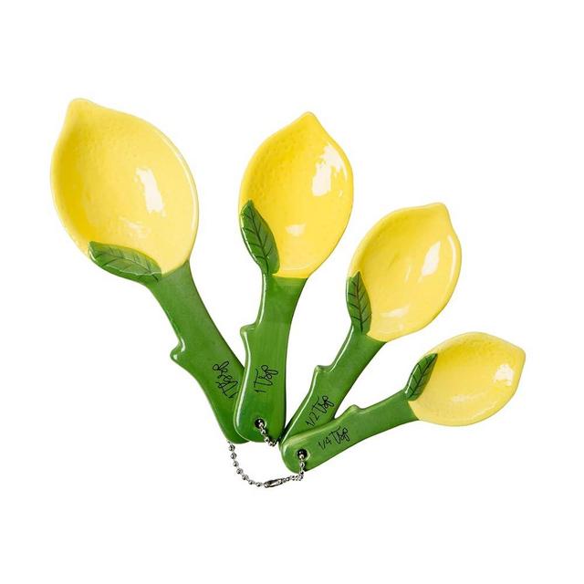Lemon Ceramic Spoons Set: Lemon Shaped Measuring Spoons: 1 Tablespoon, 1 Teaspoon, 1/2 Teaspoon and 1/4 Teaspoon