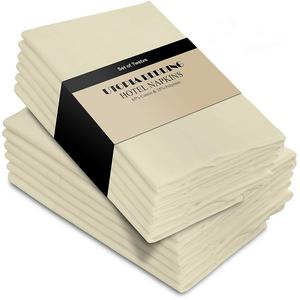 Utopia Bedding Cotton Dinner Napkins - Ivory - 12 Pack (18 inches x 18 inches) - Soft Comfortable - Durable Hotel Quality - Ideal Events Regular Home Use