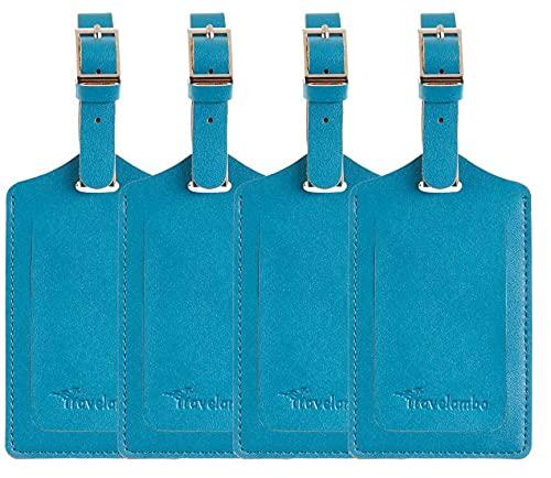 4 Pack Leather Luggage Travel Bag Tags by Travelambo