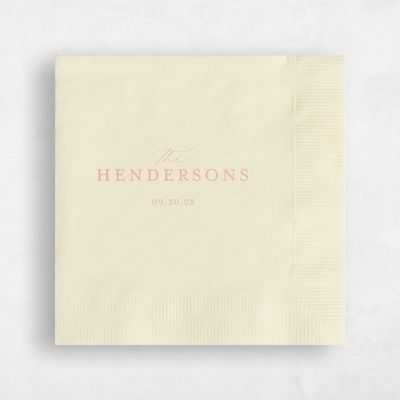 Ecru, Beige Wedding Napkin - Modern Elegance