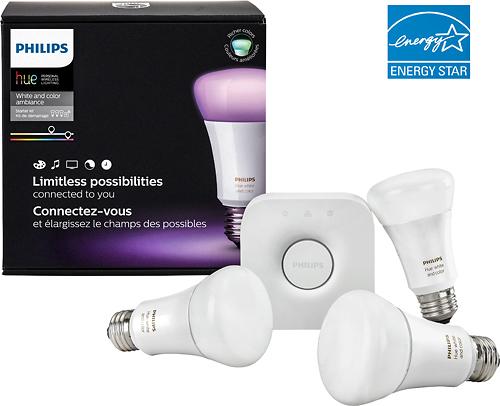 Philips - Hue White and Color Ambiance A19 Starter Kit - Multicolor