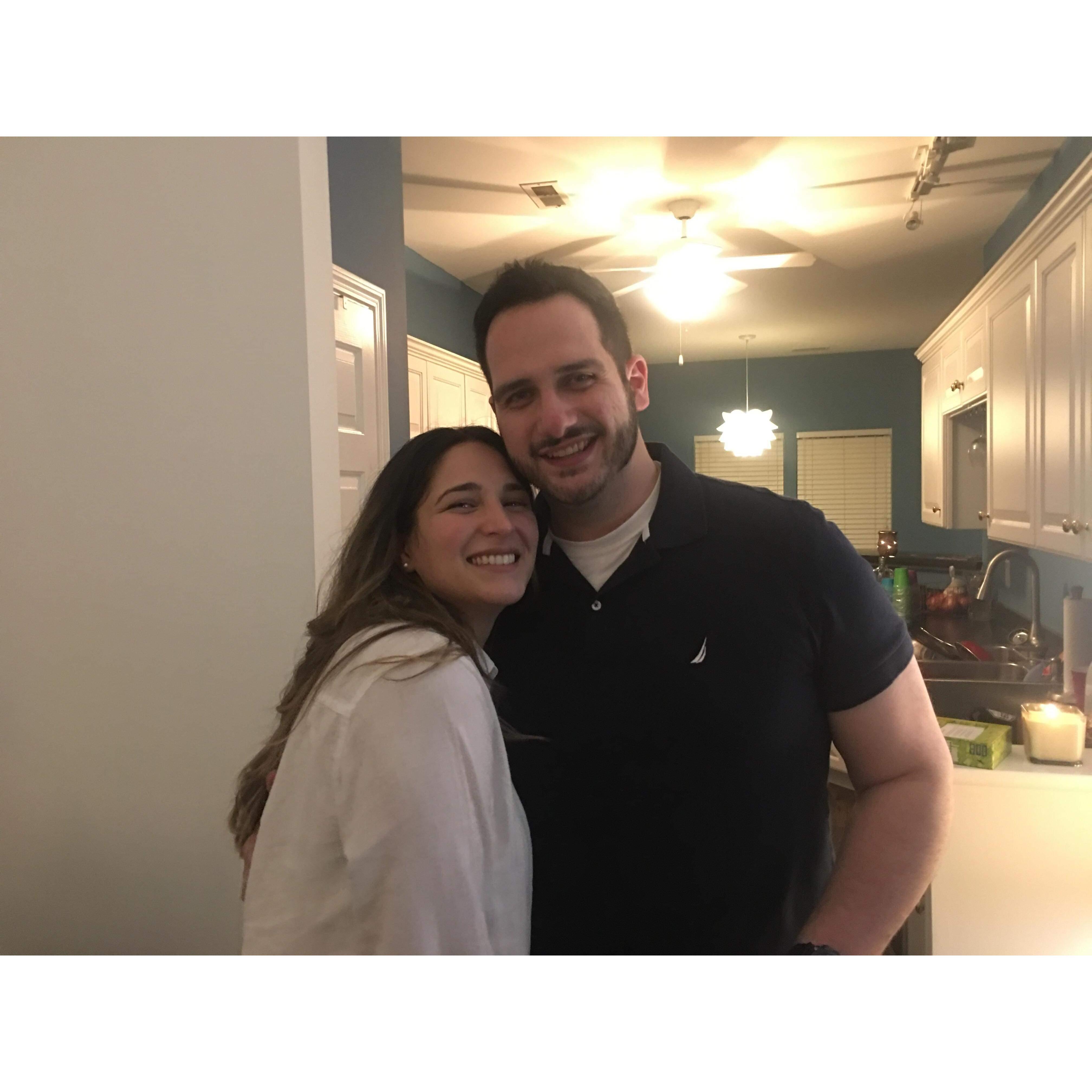 Celebrating our engagement at a party hosted for us by Zane and Dana Gray