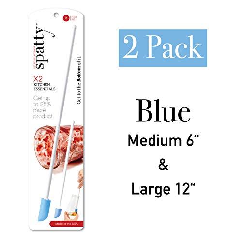 The Spatty & Spatty Daddy Last Drop Spatula, Two Piece Set (6" and 12") - Blue, Reusable, Flexible, As Seen On Shark Tank