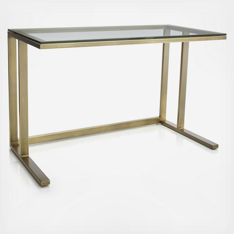 Crate And Barrel Pilsen Glass Top Desk Zola