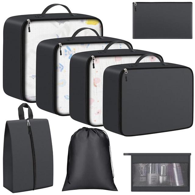 Packing Cubes for Suitcases 8 Set, Packing Cubes for Travel, Foldable Suitcase Organizer Bags Set for Travel Accessories, Travel Bags Organizer for Luggage(Grey)