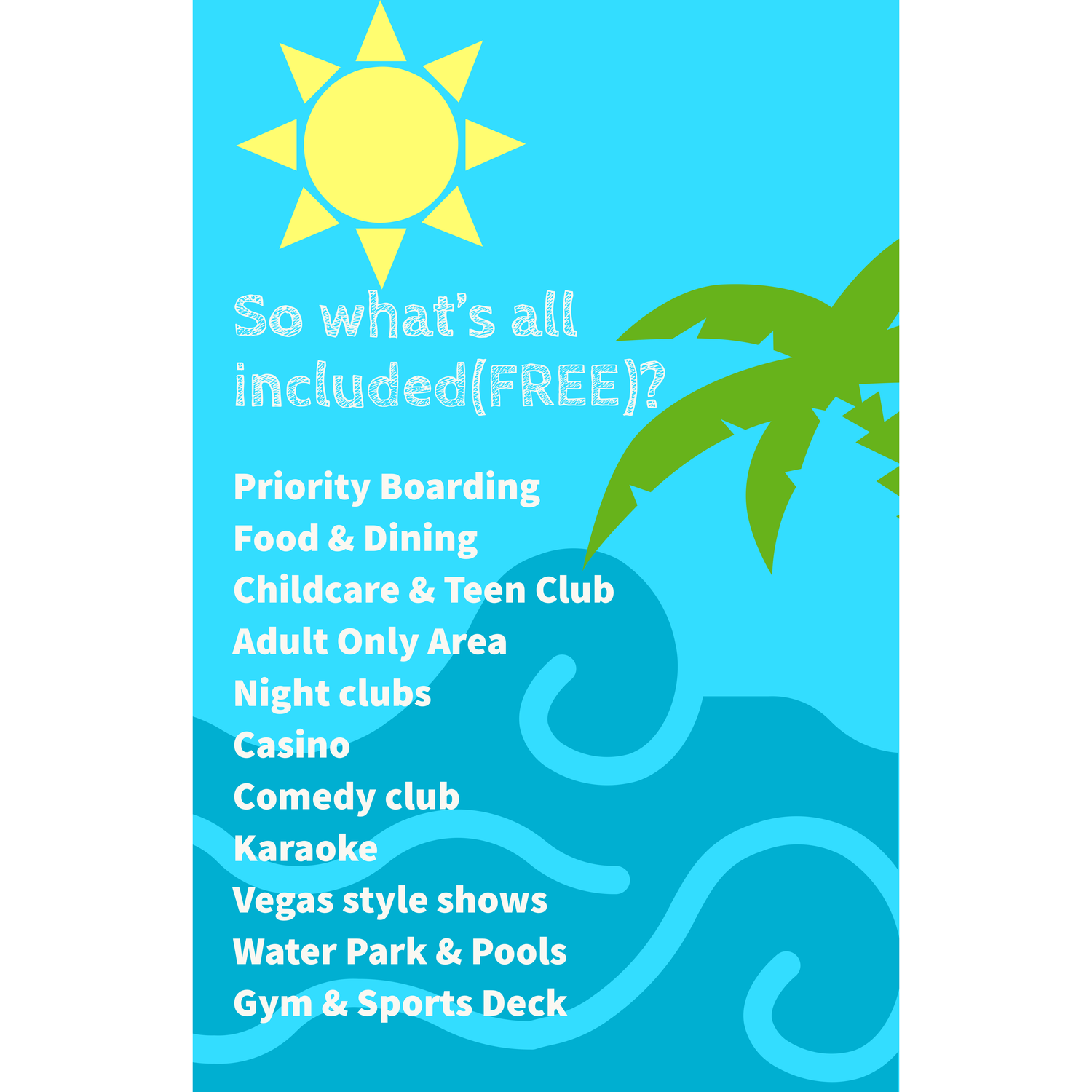 So what's all included (FREE)?
Call Carnival to book Mon-Fri 9am-6pm EST
1-800-438-6744
Booking #H72VF7 Anwar & Lovey's Wedding
Late Dining
