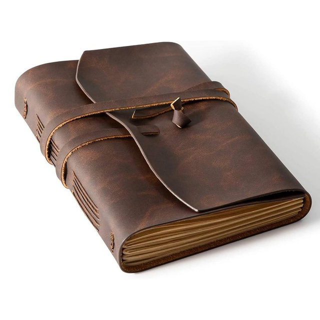 RILIHO Leather Journal Notebooks for Work, A5 Size Diary, 6x8.1 Inch, Genuine Leather Journals for Writing, Vintage Style Personalized Journal, Ideal for Women and Men, Artists, Travelers, Dark Brown