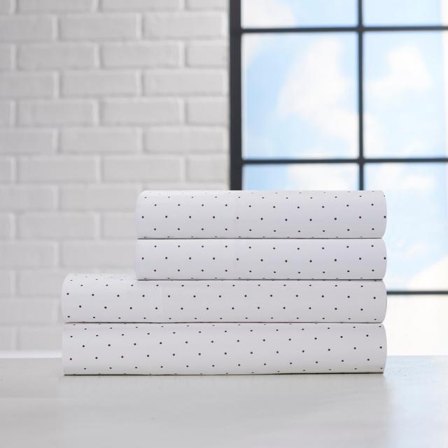 Super Soft Triple Brushed Microfiber 4-Piece Dot Sheet Set- Charcoal