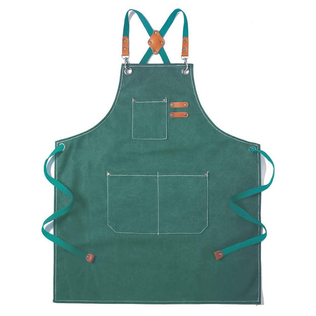Tosewever Canvas Cross Back Chef Cotton Aprons for Men Women with Large Pockets
