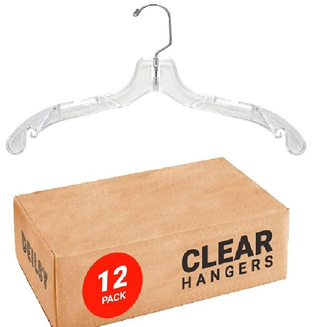 Clear Hangers 12 Pack Shirt Hangers Clear Plastic Hangers Crystal for Clothes Hangers - Hangers Space Saving Heavy Duty - Durable Shirt & Coat Hangers Closet Hangers Dress Hangers