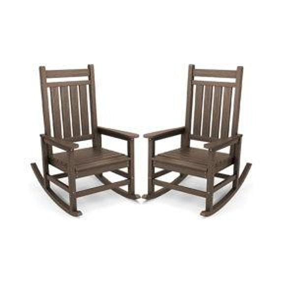 SERWALL Oversized Outdoor Rocking Chair Set of 2, HDPE Rocker for Adults, Patio Rocking Chairs for Porch, Coffee