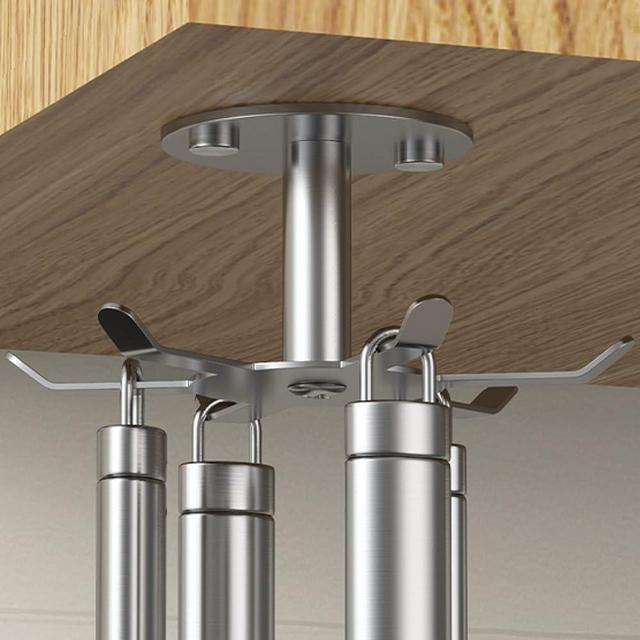 Funnacle 2pcs Under Cabinet Hooks Rotating Kitchen Utensil Holder 304 Stainless Steel Adhesive Utensil Hanging Rack for Kitchen Utensils/Tools/Towel/Knife(2, Brushed Nickel)…
