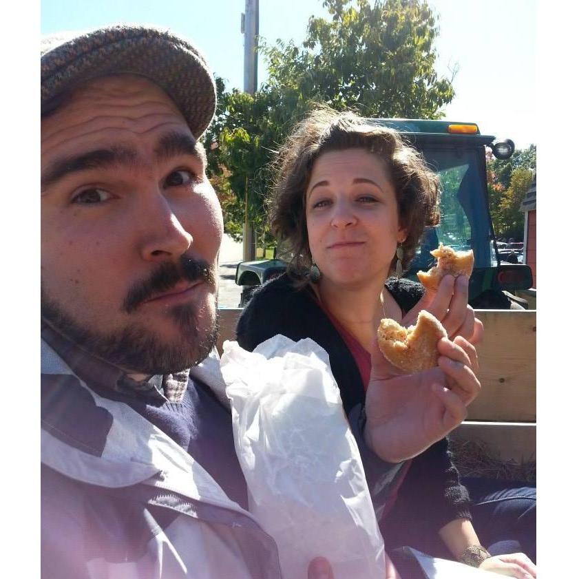 Apple cider donuts and a hay ride when Sean's mother Kaye visited in 2014.